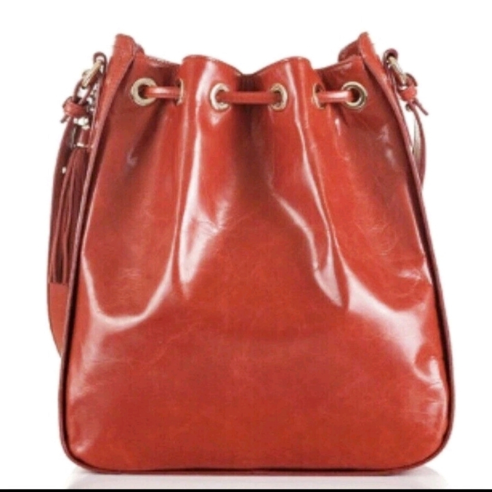 Brahmin Blair Eisenhower Shoulder Bag/Crossover Candy Apple Red Leather Holiday - Picture 8 of 17